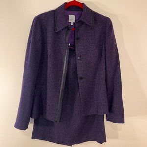 Anne Klein | Vintage Purple Tweed Jacket & Skirt Set